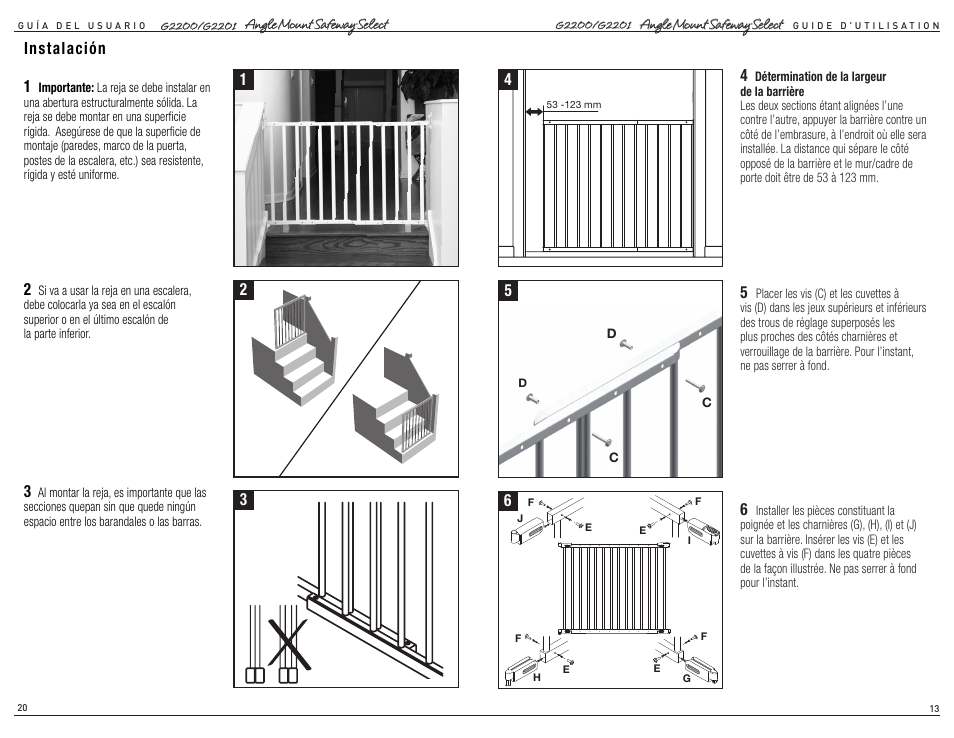 Instalación | Kidco G2201 User Manual | Page 13 / 16