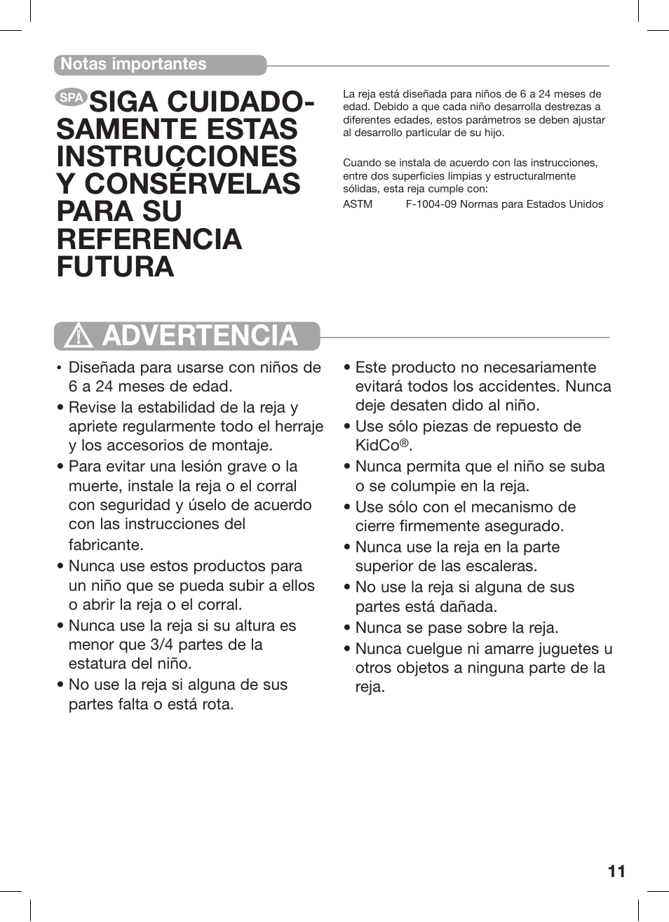 Kidco G1520 User Manual | Page 11 / 17