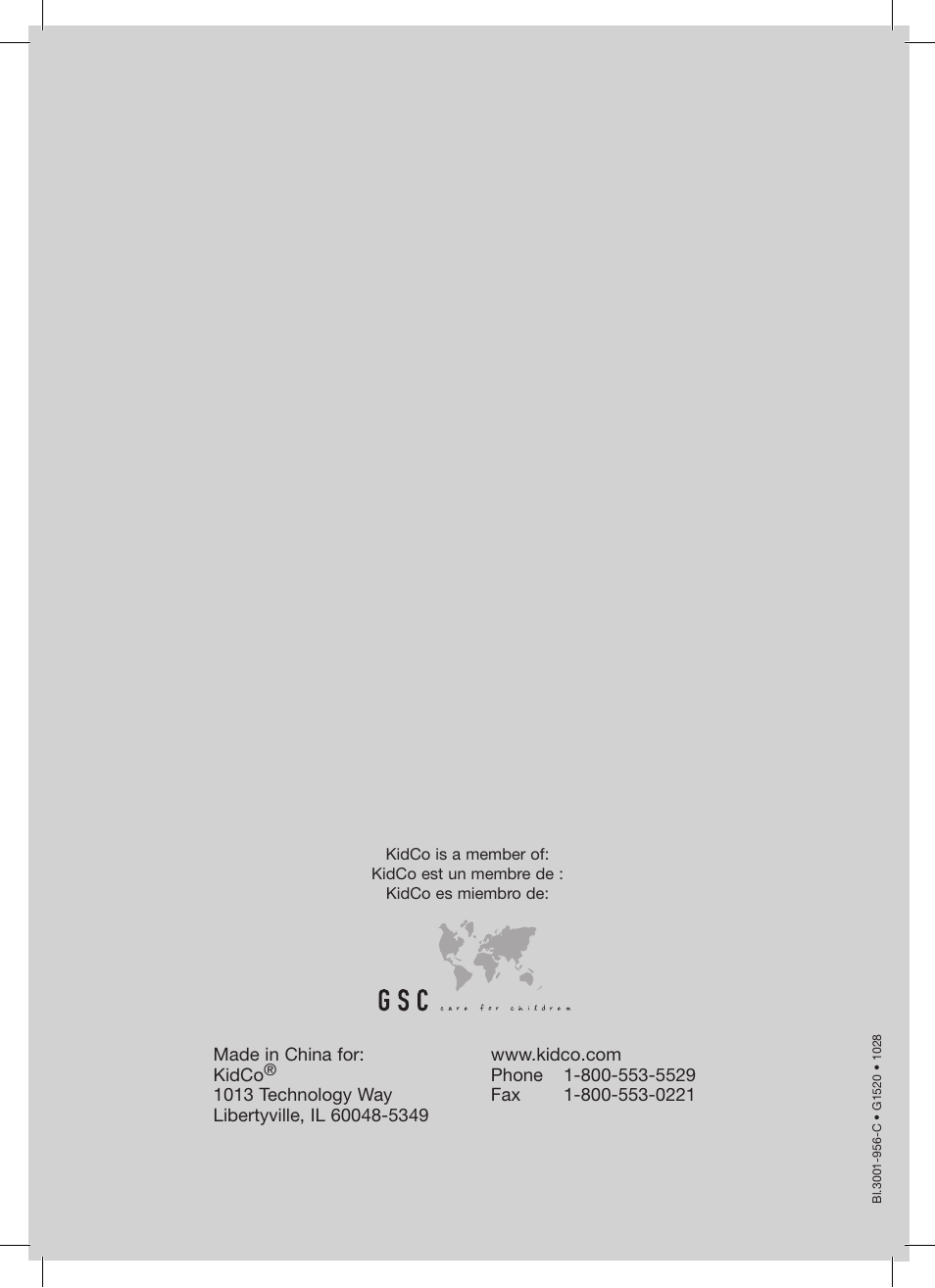 Auto close center gateway model g1520 | Kidco G1520 User Manual | Page 17 / 17