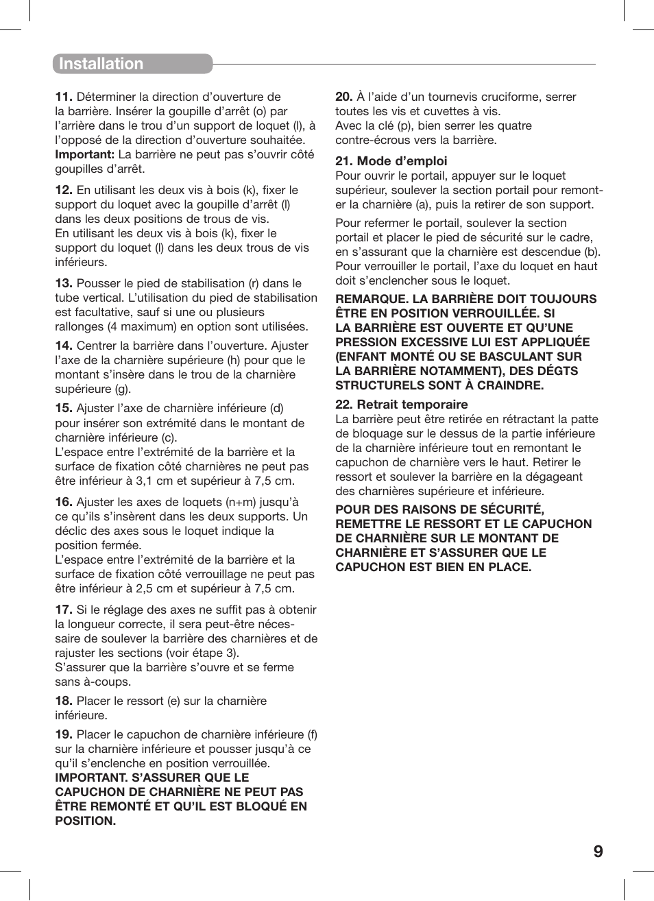 Installation | Kidco G60e-C User Manual | Page 9 / 18