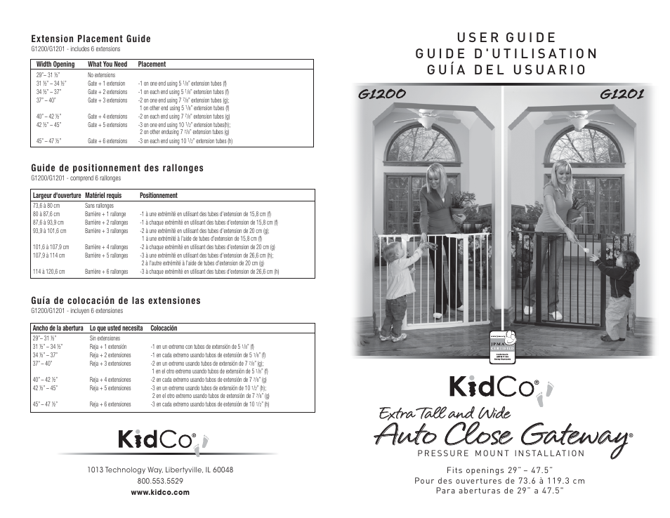 Kidco G1201 User Manual | 12 pages