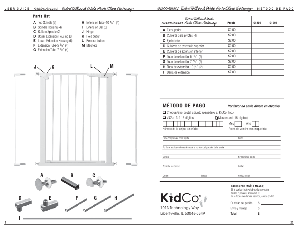 Método de pago | Kidco G1201 User Manual | Page 2 / 12
