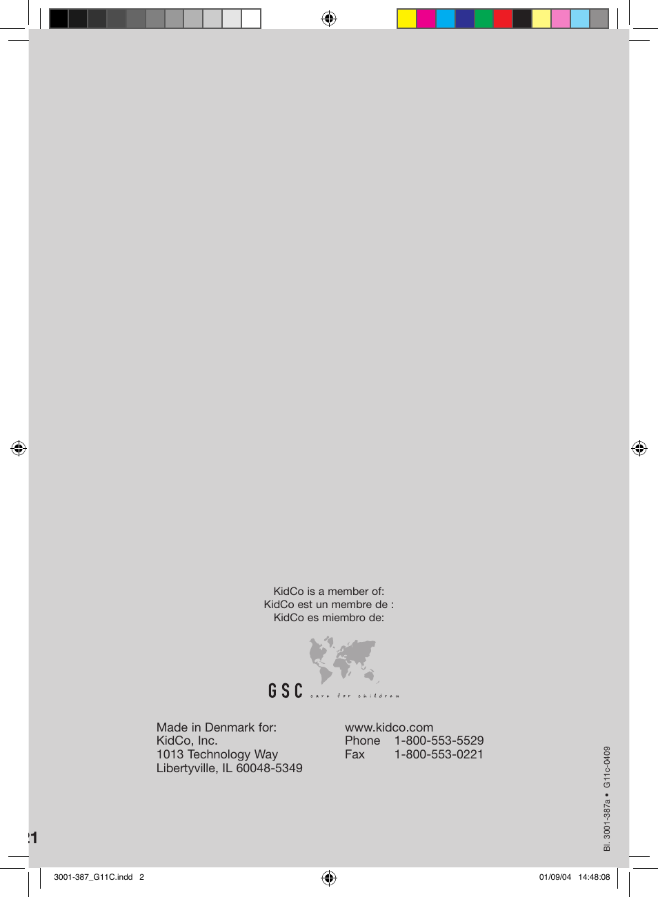 Gateway model g11c | Kidco G11c User Manual | Page 18 / 18