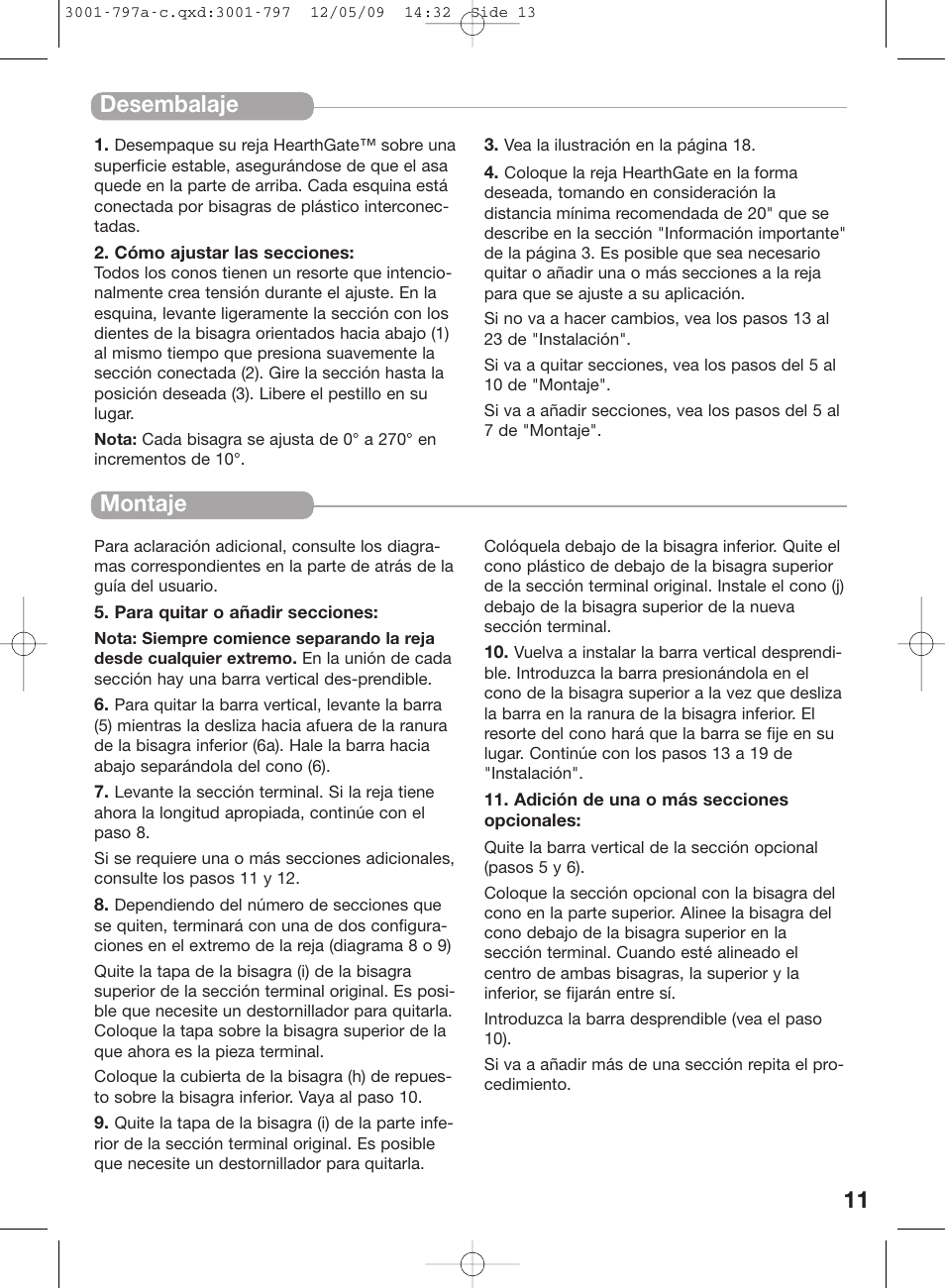 11 desembalaje, Montaje | Kidco G70d-C User Manual | Page 13 / 22