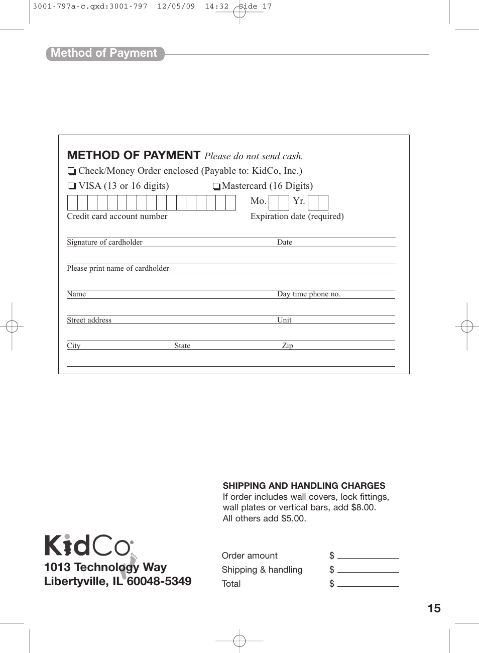 Method of payment method of payment | Kidco G70d-C User Manual | Page 17 / 22