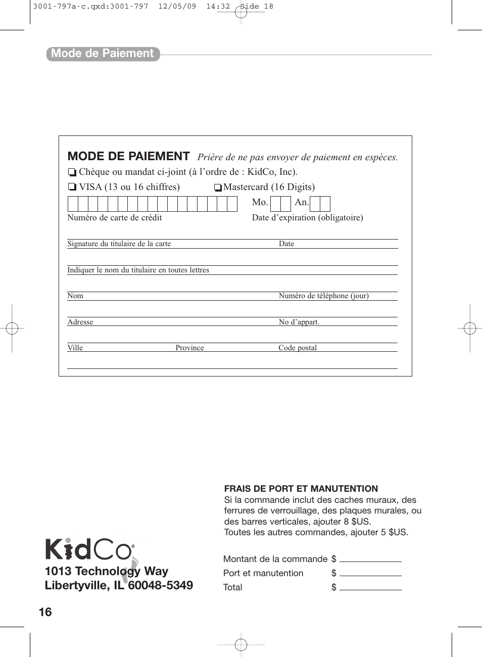 16 mode de paiement mode de paiement | Kidco G70d-C User Manual | Page 18 / 22