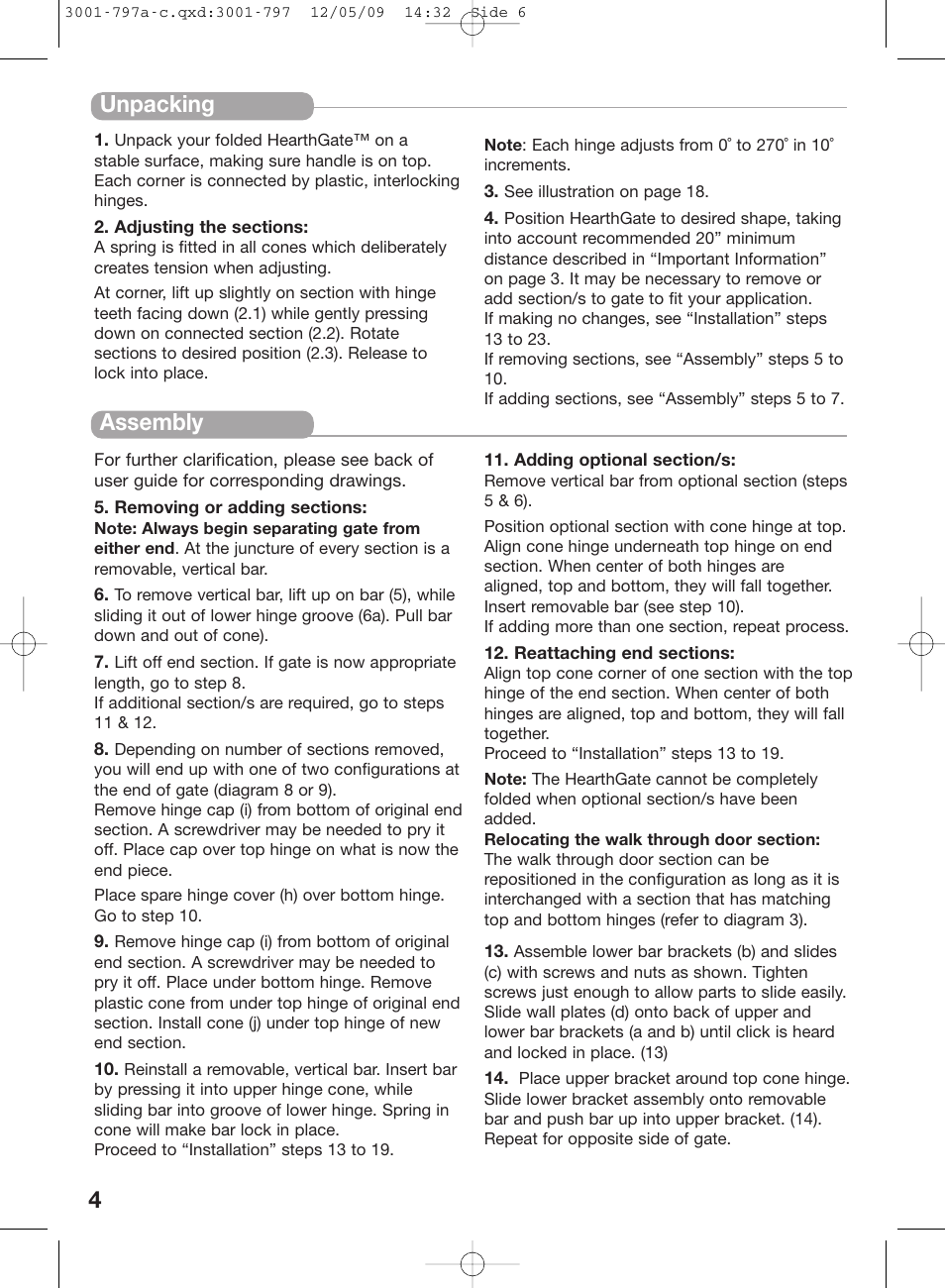 Unpacking assembly | Kidco G70d-C User Manual | Page 6 / 22