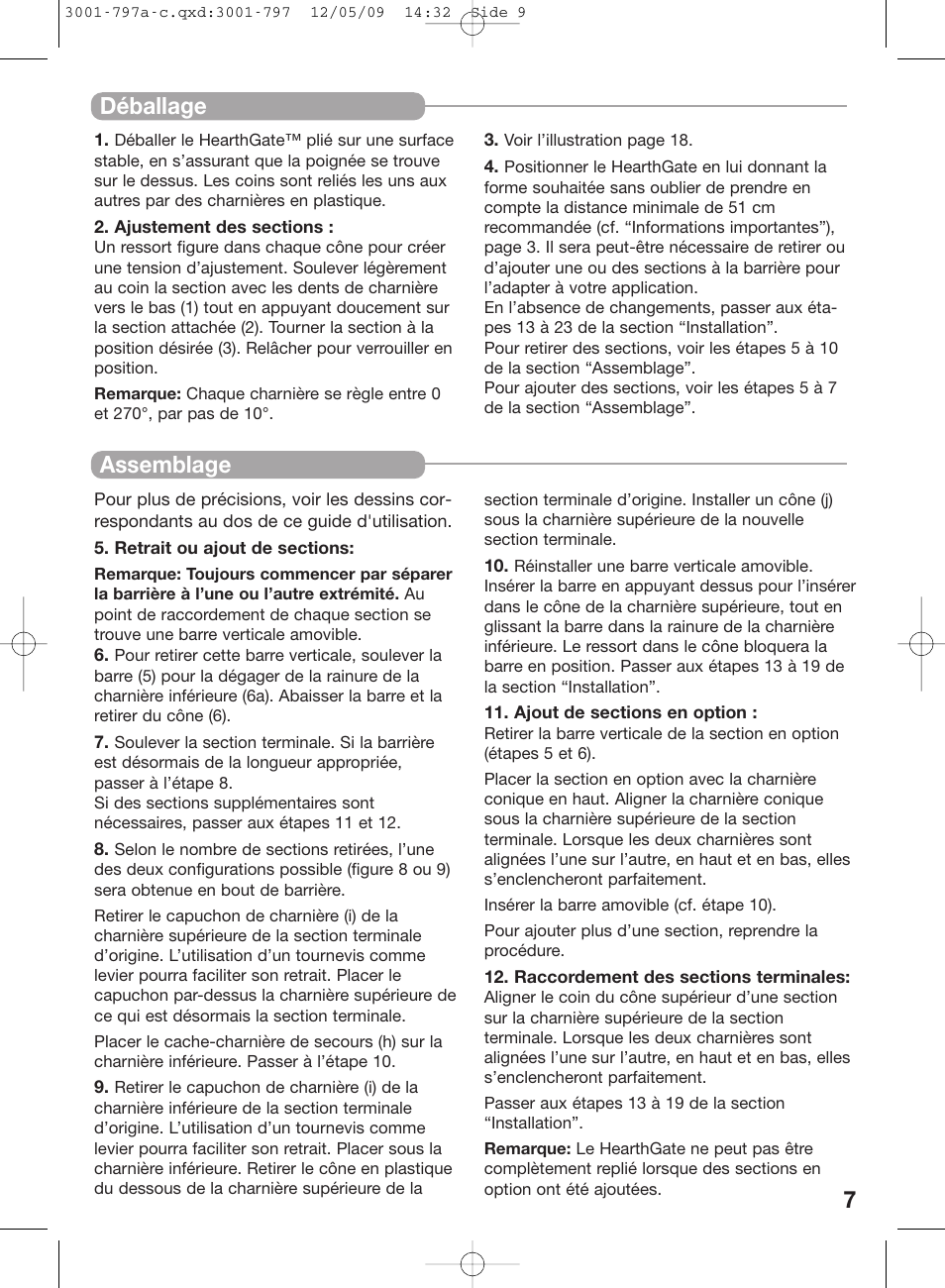 Déballage assemblage | Kidco G70d-C User Manual | Page 9 / 22