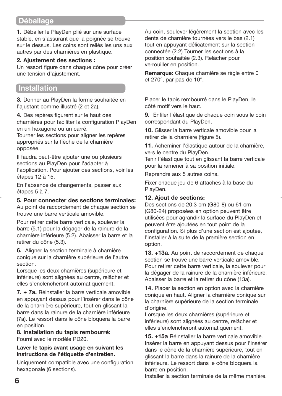 Installation, Déballage | Kidco PD20c User Manual | Page 6 / 14