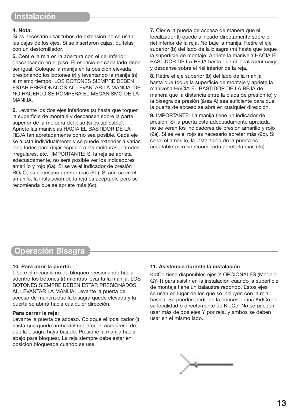 Instalación, 13 operación bisagra | Kidco G151 User Manual | Page 13 / 18