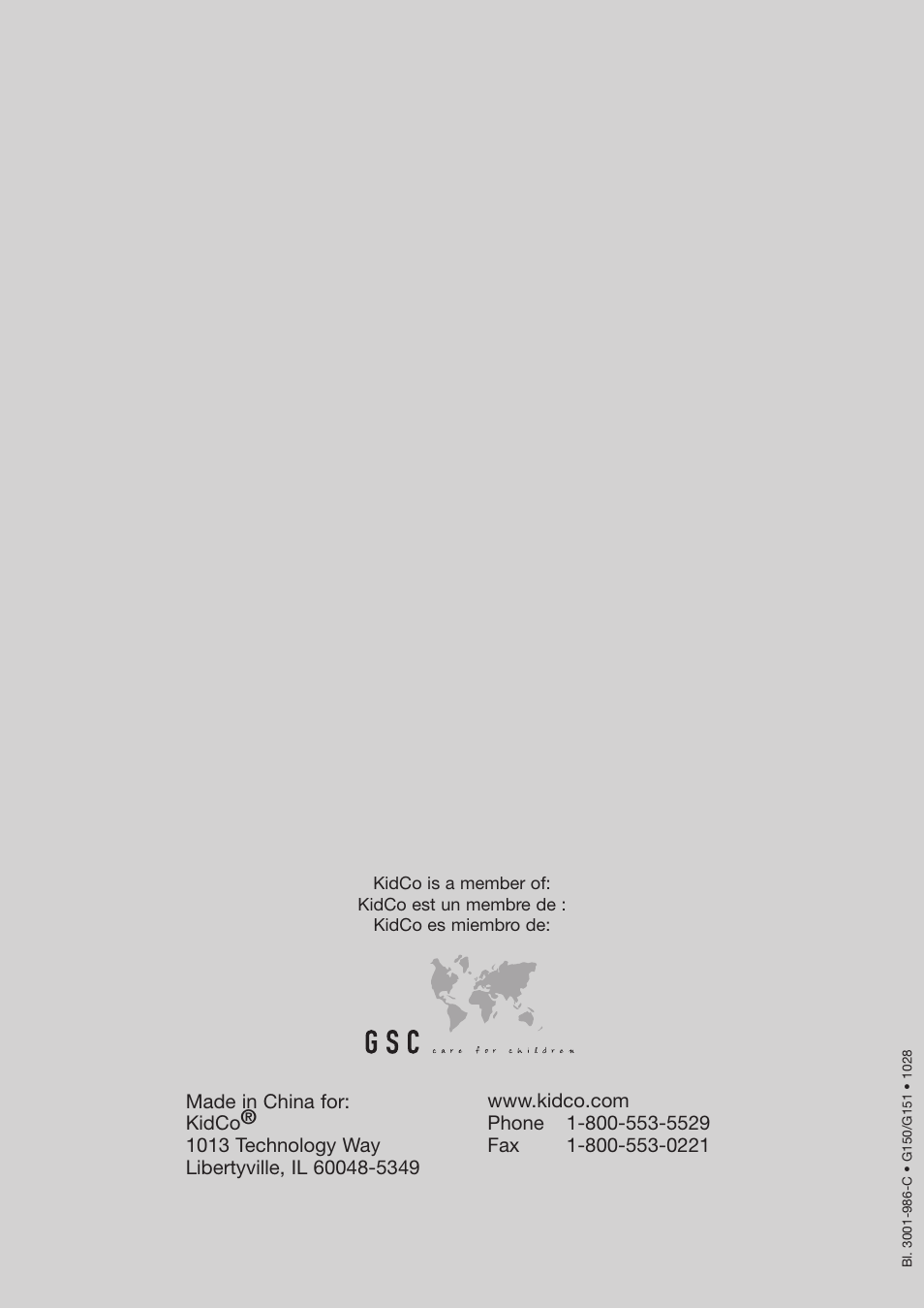 Kidco G151 User Manual | Page 18 / 18