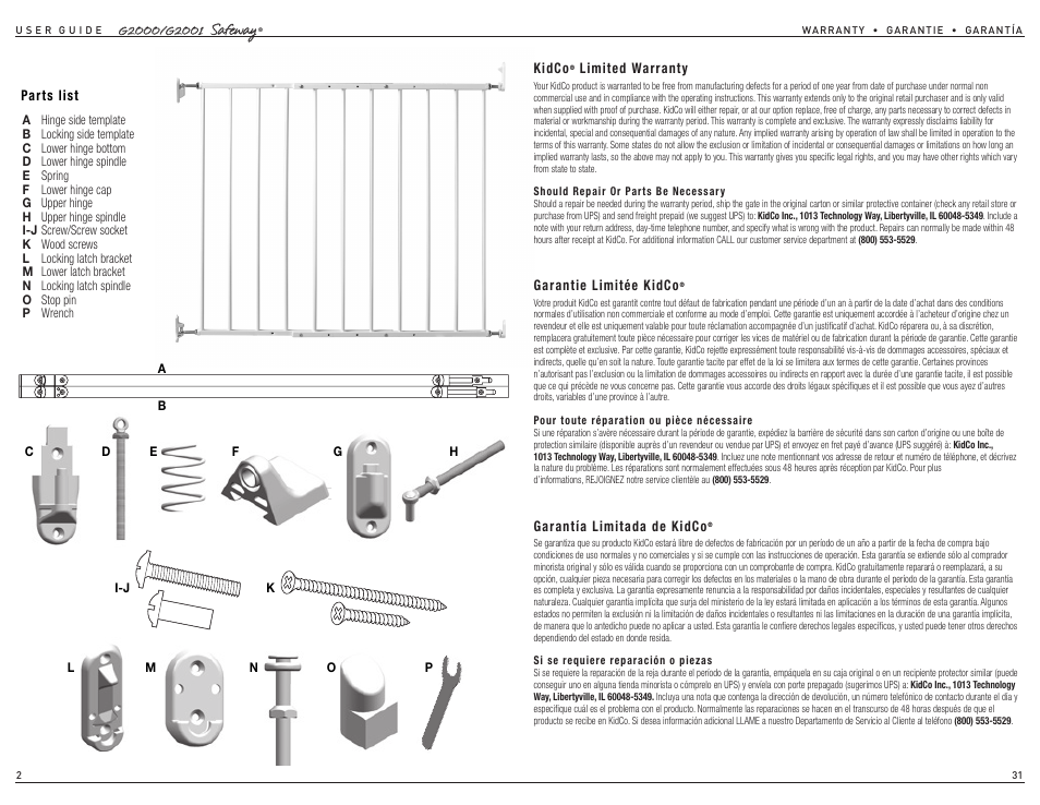 Kidco G2001 User Manual | Page 2 / 16