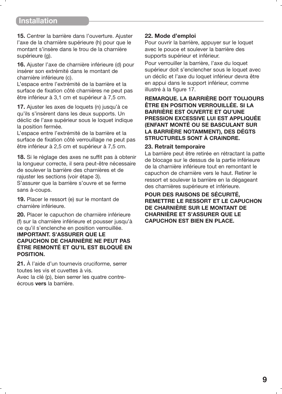 Installation | Kidco G20d User Manual | Page 9 / 18