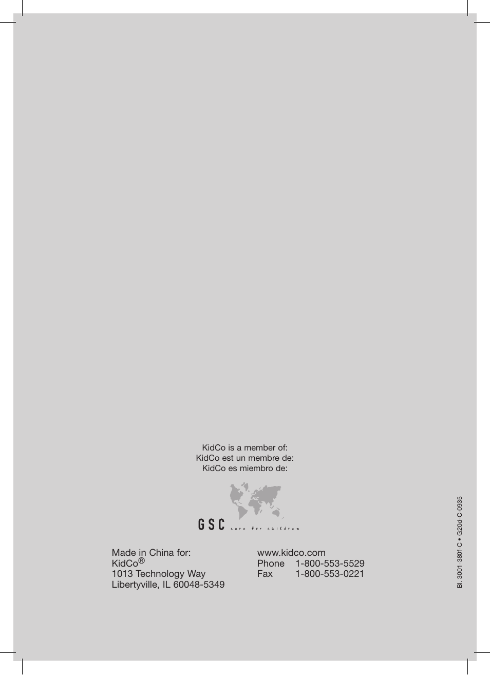 Safeway, Gate model g20d-c | Kidco G20d-C User Manual | Page 18 / 18