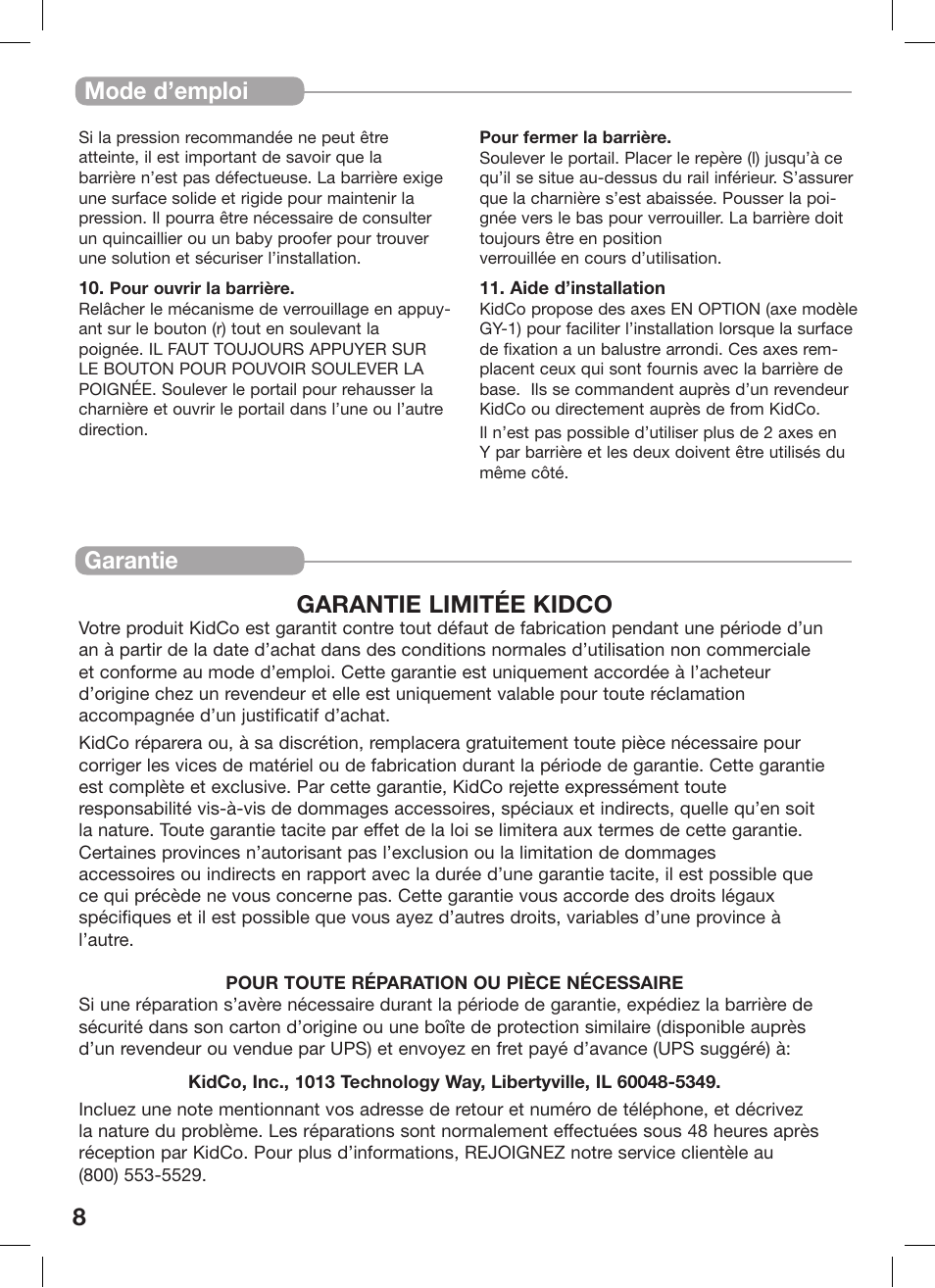 Advertencia | Kidco G35d User Manual | Page 8 / 18