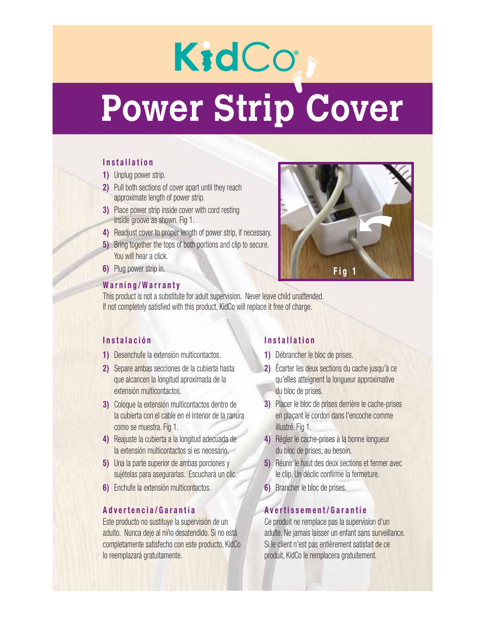 Kidco S212 Power Strip Cover User Manual | 1 page