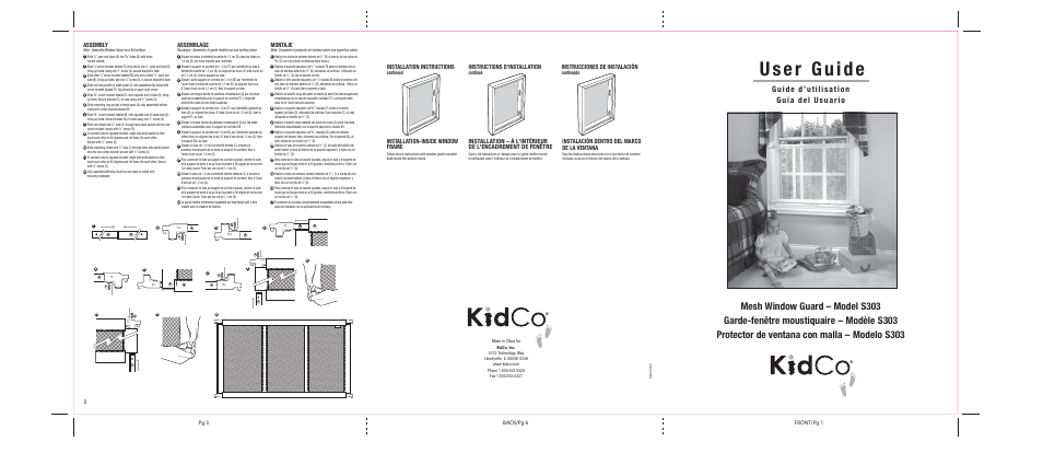 Kidco S303 Mesh Window Guard User Manual | 2 pages