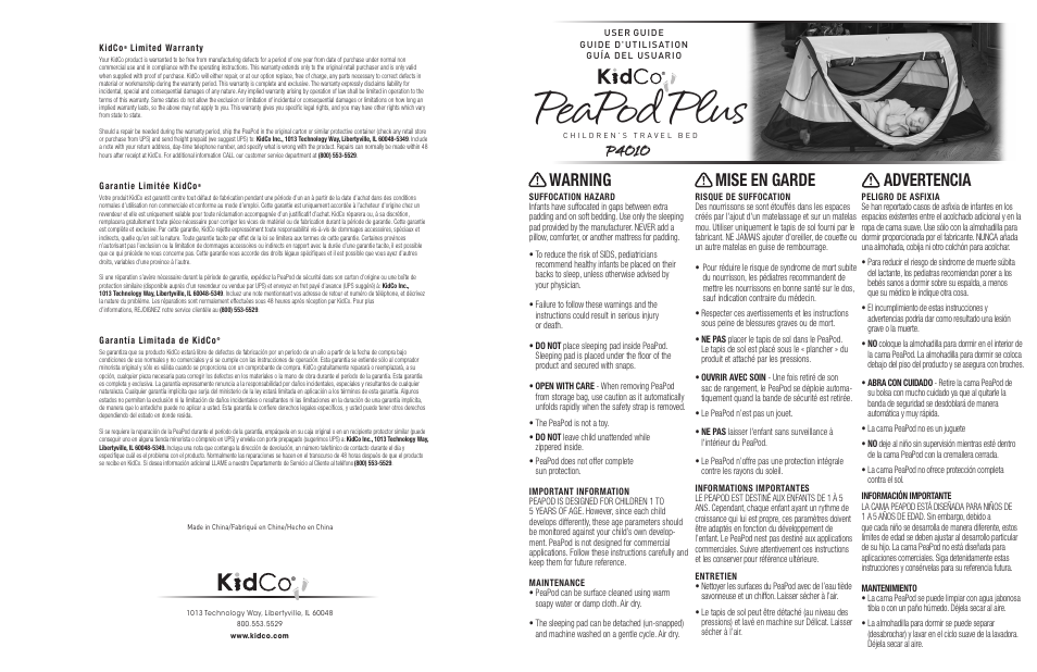 Kidco P4010 User Manual | 2 pages