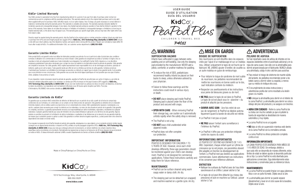 Kidco P4011 User Manual | 2 pages