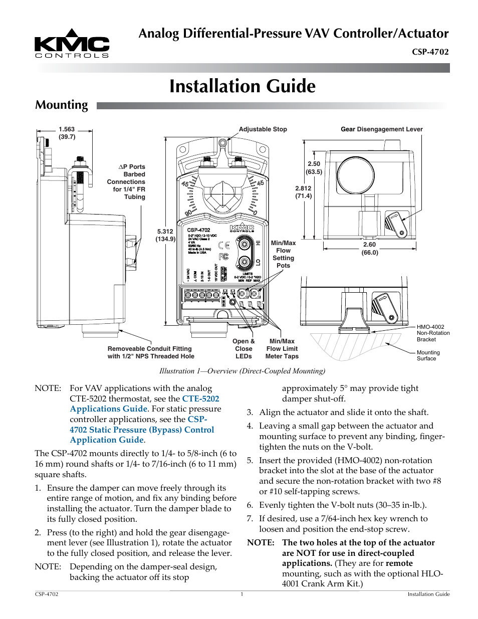KMC Controls CSP-4702 User Manual | 4 pages