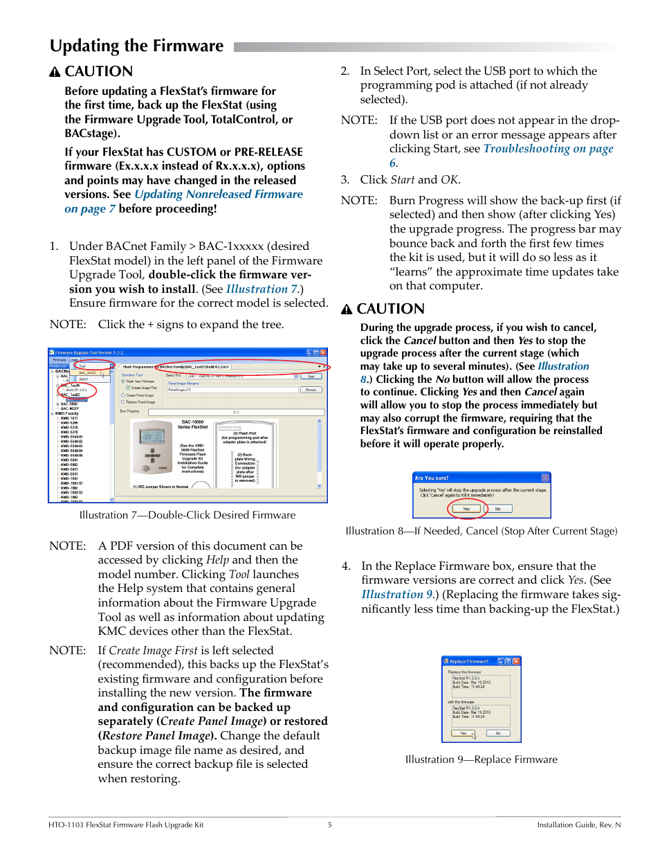 Updating the firmware, Updating the firmware 5, Caution | KMC Controls HTO-1103 User Manual | Page 5 / 8