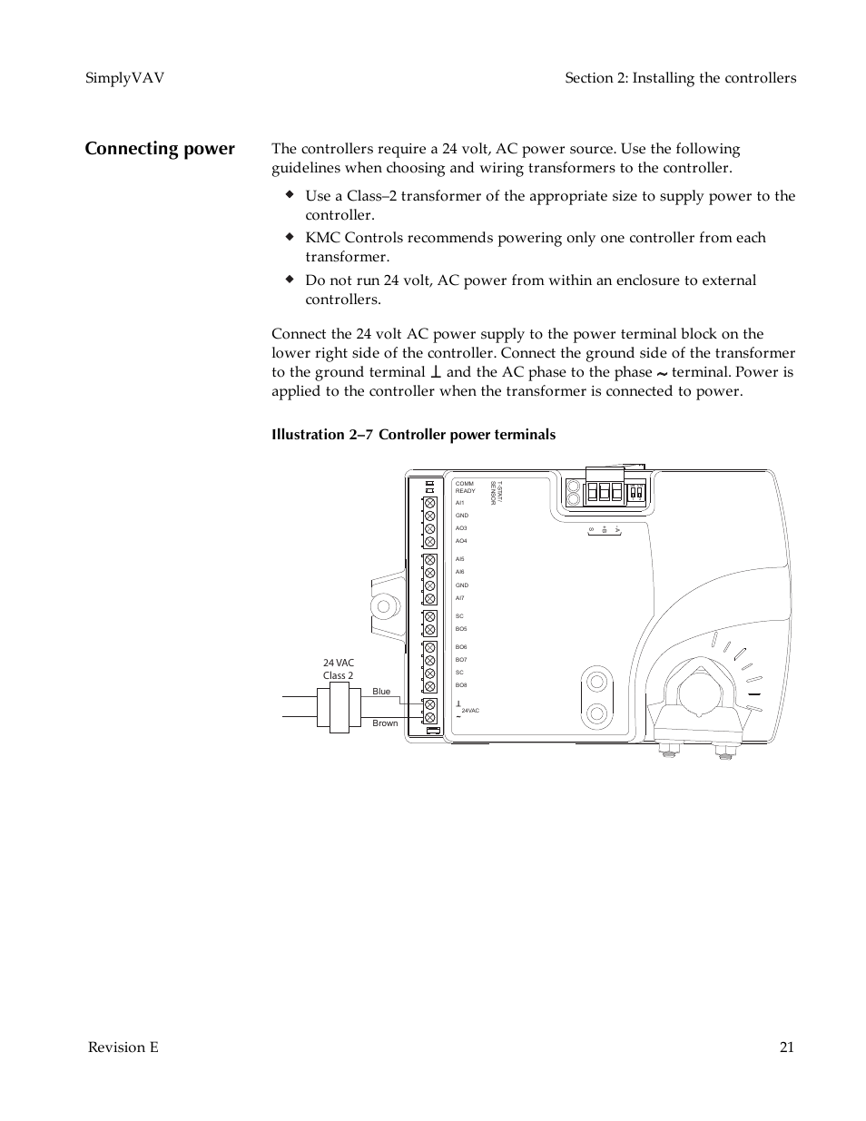 Connecting power | KMC Controls BAC-8007 Installation Guide User Manual | Page 21 / 88