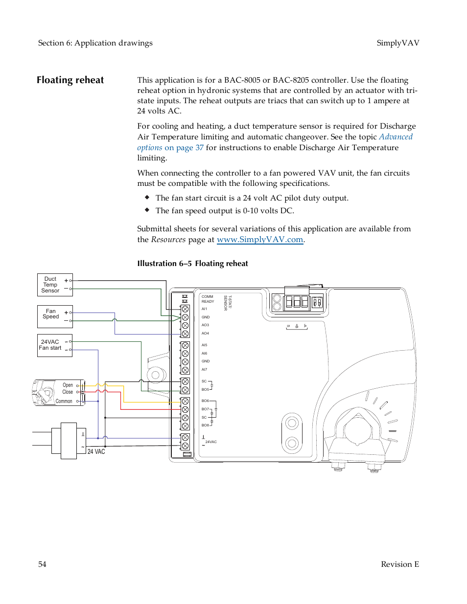 Floating reheat, Advanced options, Resources | Page at, Illustration 6–5 floating reheat | KMC Controls BAC-8007 Installation Guide User Manual | Page 54 / 88