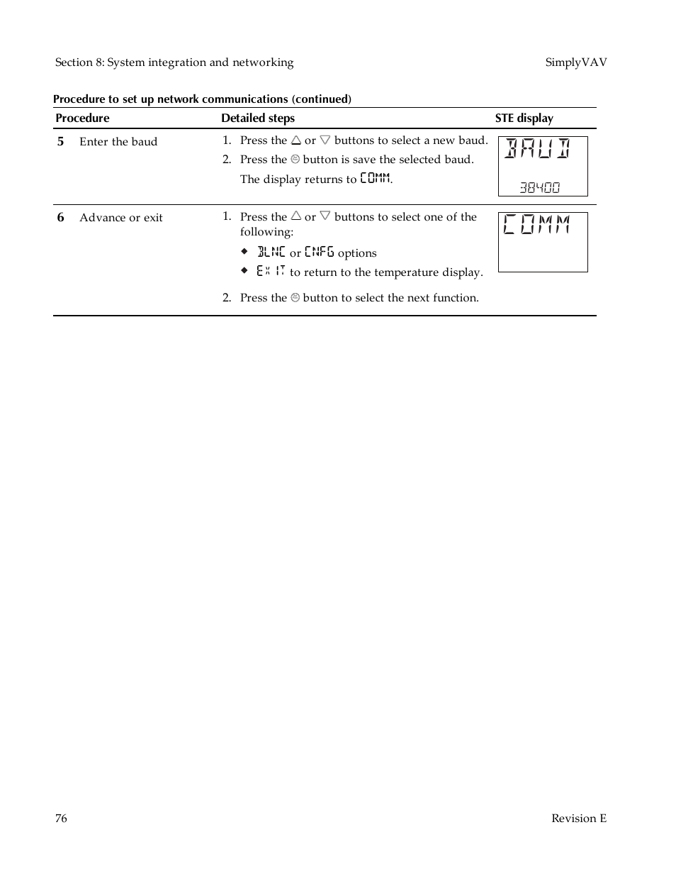 Baud, Comm | KMC Controls BAC-8007 Installation Guide User Manual | Page 76 / 88