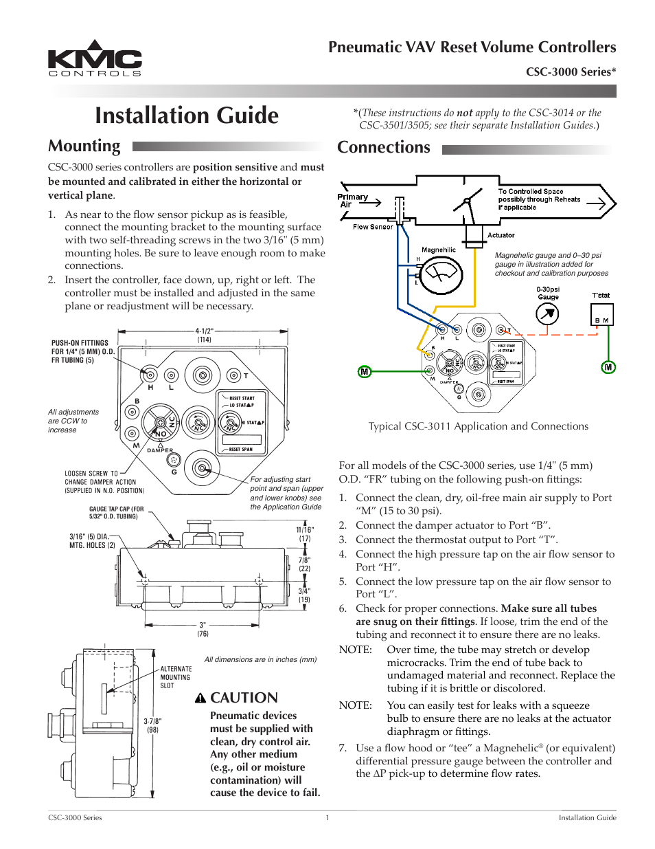 KMC Controls CSC-3000 Series User Manual | 2 pages