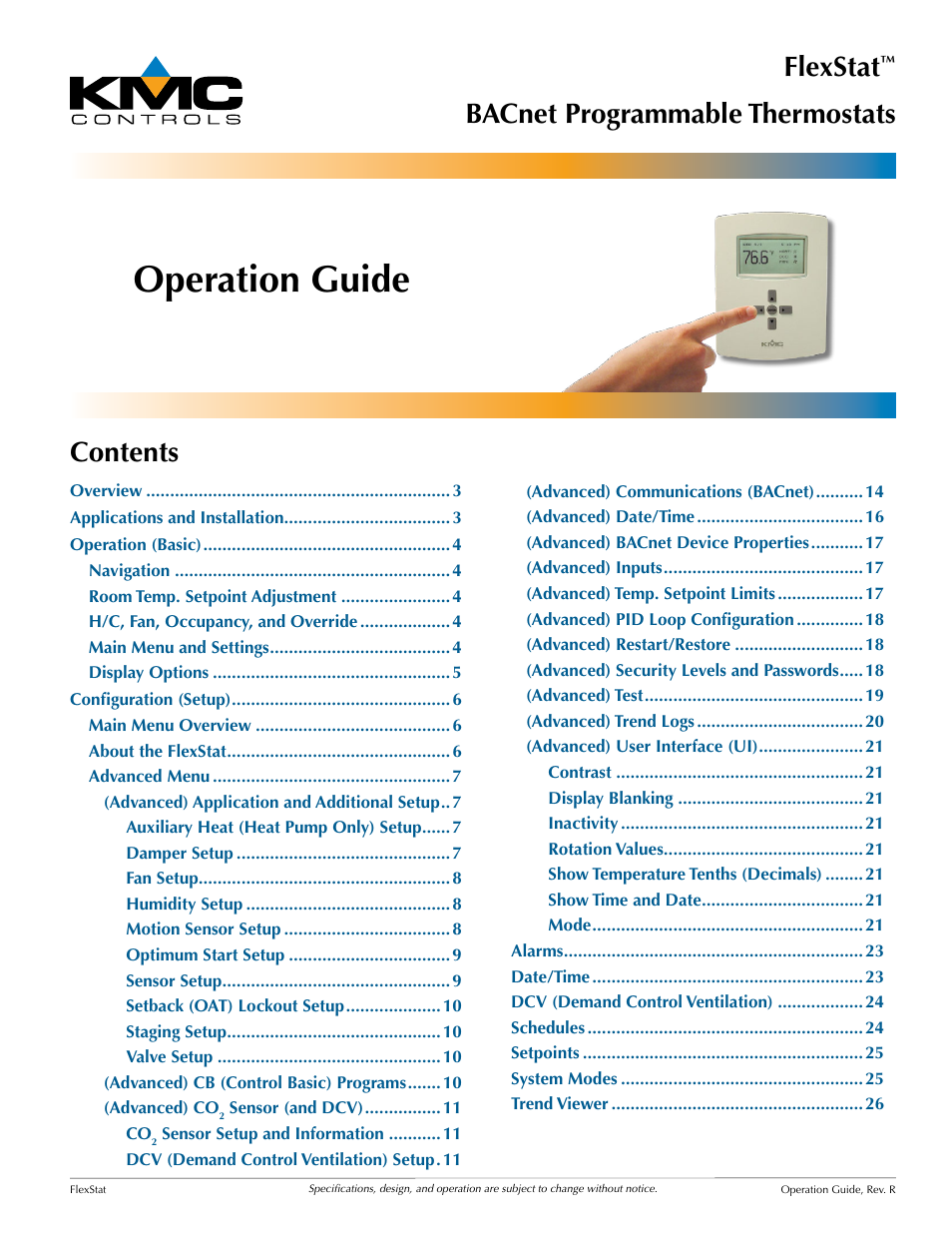 KMC Controls FlexStat Operation Guide User Manual | 46 pages