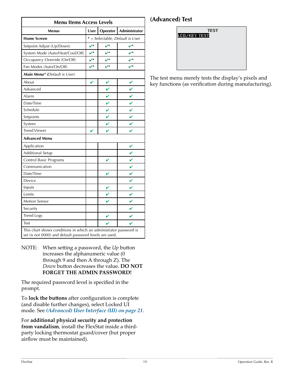 Advanced) test | KMC Controls FlexStat Operation Guide User Manual | Page 19 / 46