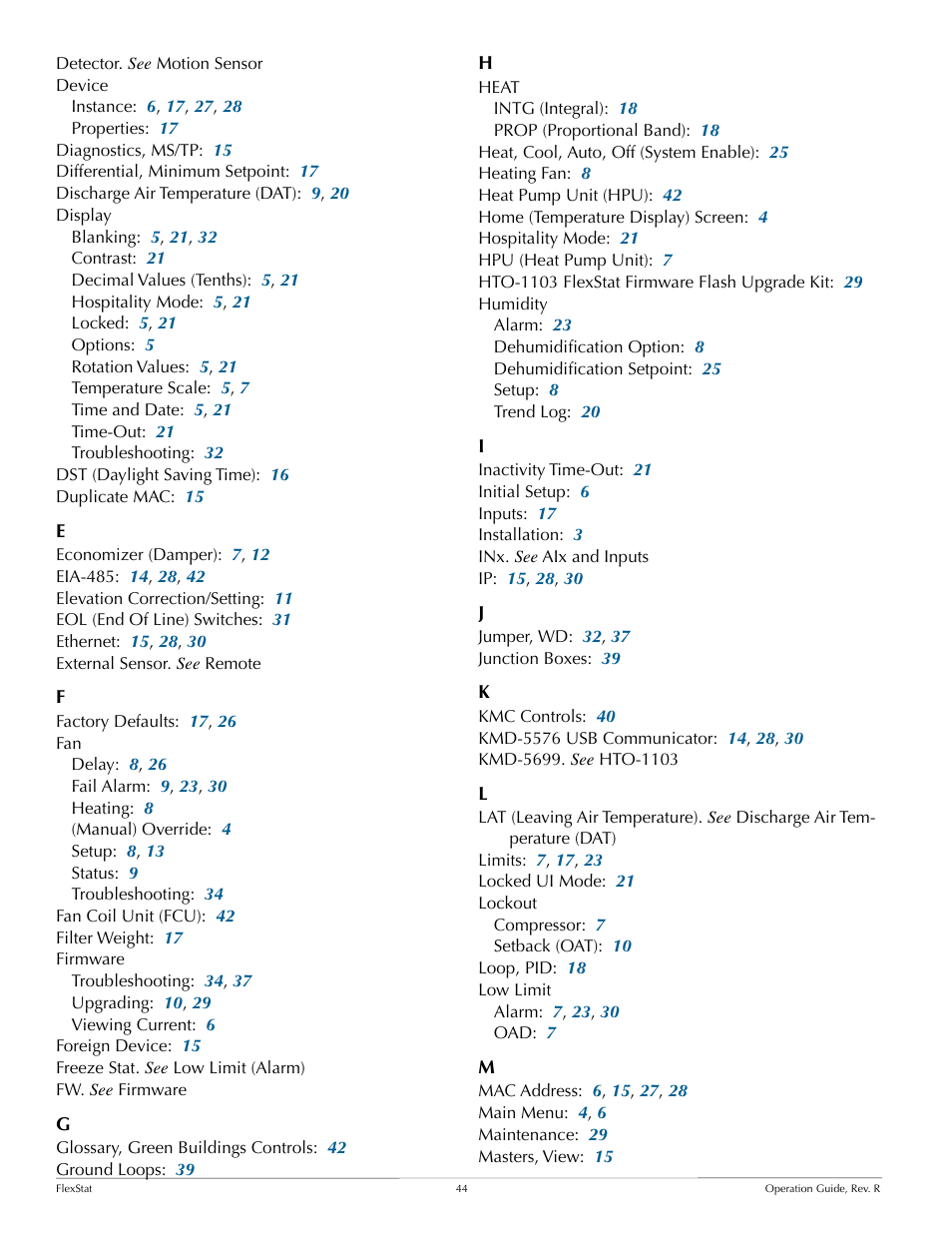 KMC Controls FlexStat Operation Guide User Manual | Page 44 / 46