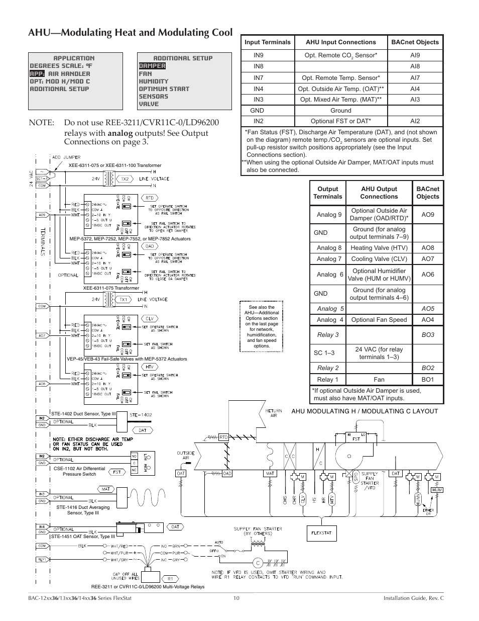 Ahu—modulating heat and modulating cool | KMC Controls BAC-14xx36 Series FlexStat User Manual | Page 10 / 11