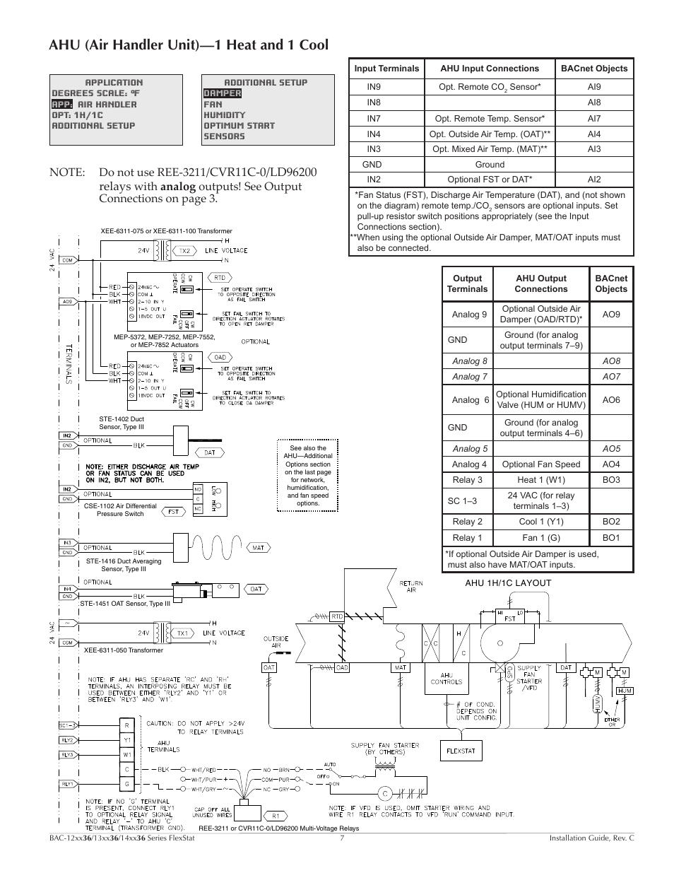 Ahu (air handler unit)—1 heat and 1 cool | KMC Controls BAC-14xx36 Series FlexStat User Manual | Page 7 / 11