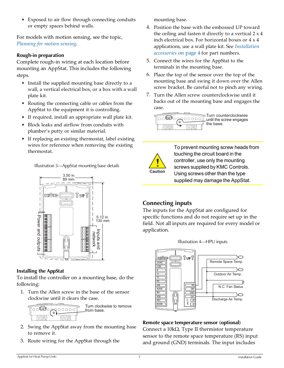 Connecting inputs, Installation accessories on page 4 | KMC Controls BAC-4000 Series User Manual | Page 2 / 4