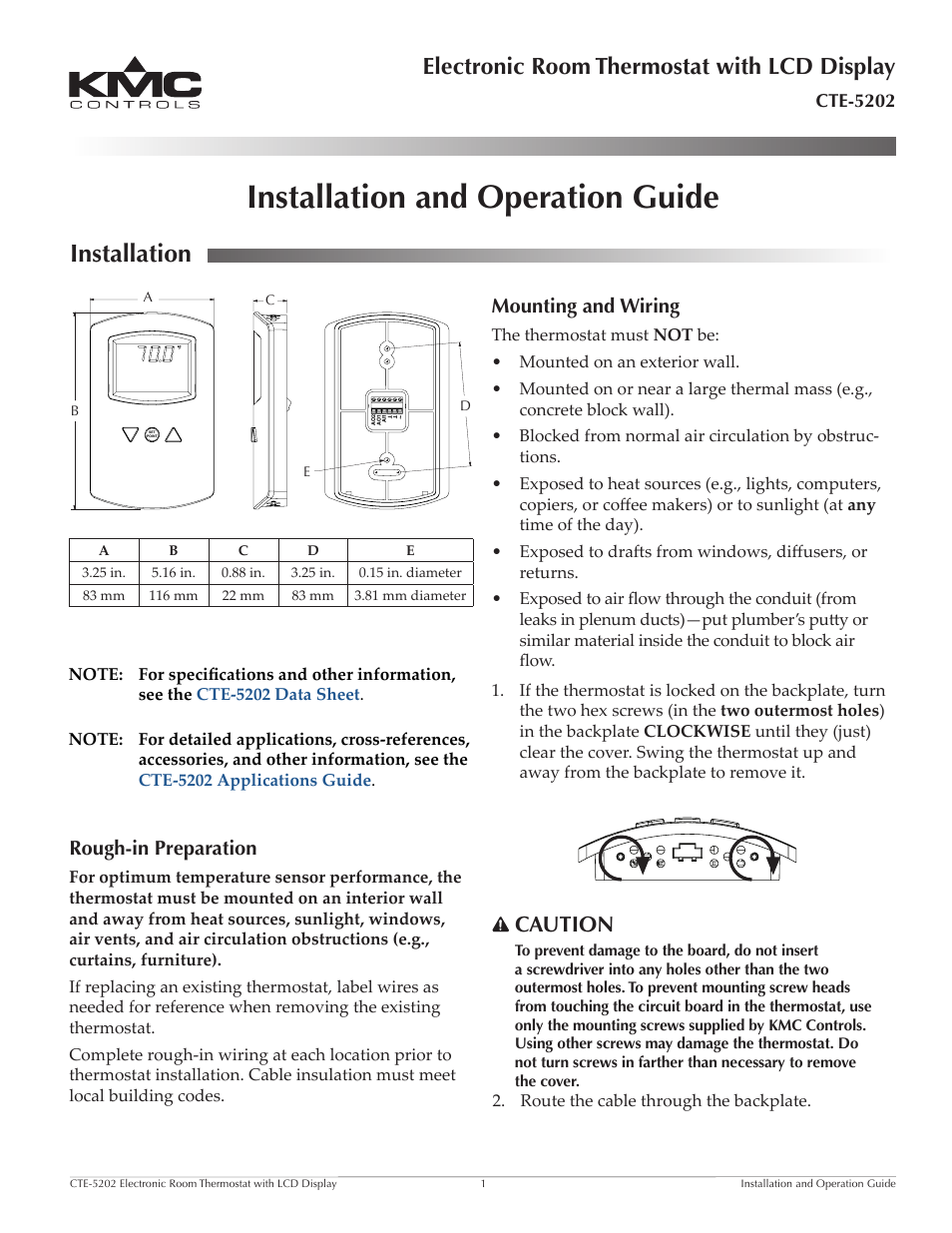 KMC Controls CTE-5202W User Manual | 4 pages