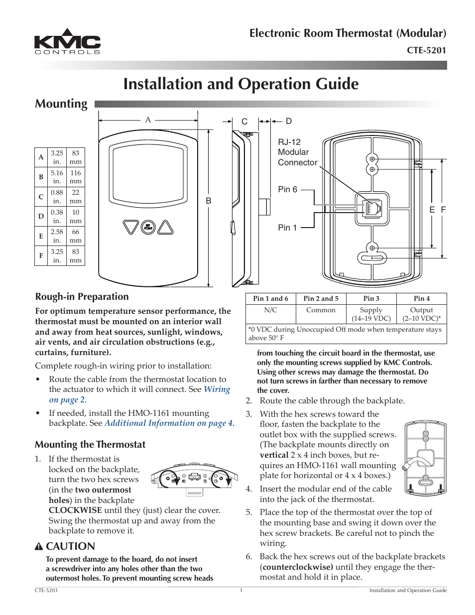 KMC Controls CTE-5201-16 User Manual | 4 pages