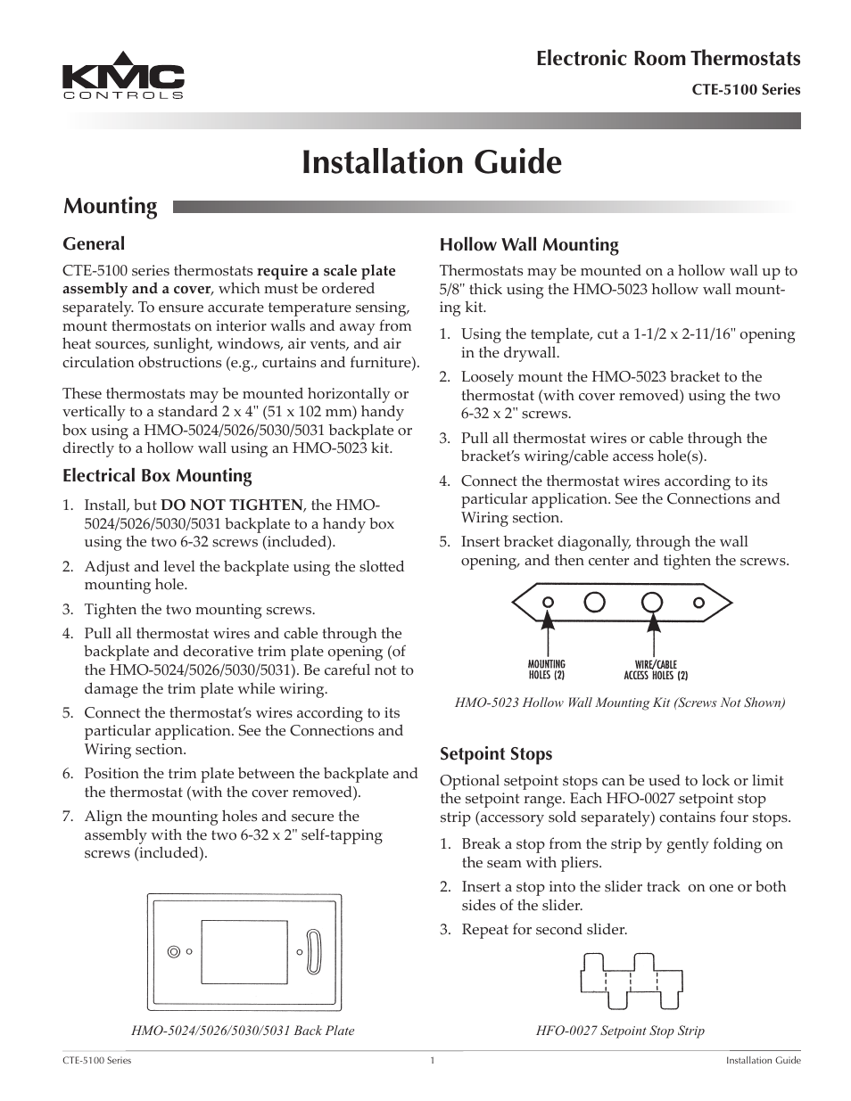 KMC Controls CTE-5100 Series User Manual | 4 pages