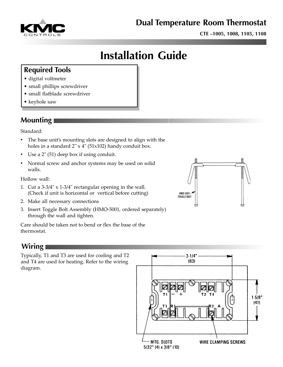 KMC Controls CTE–1108 User Manual | 2 pages