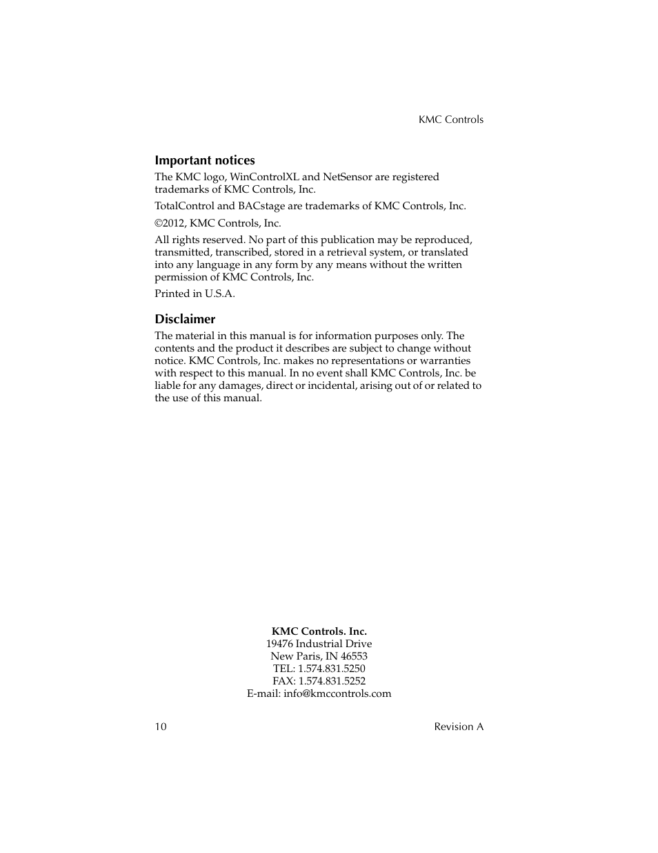 KMC Controls KMD-1281 User Manual | Page 10 / 10