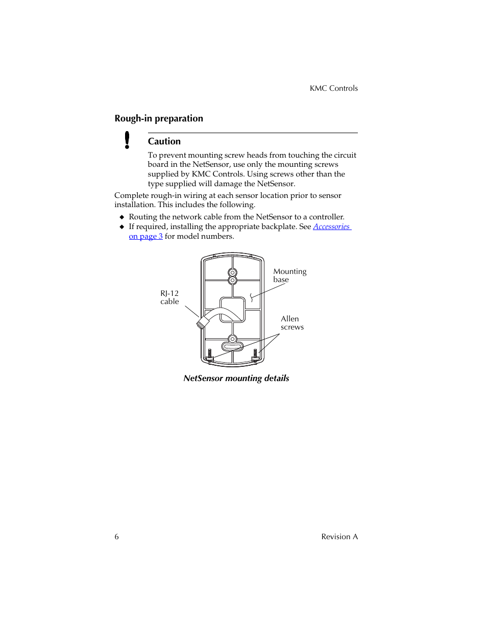 Rough-in preparation | KMC Controls KMD-1281 User Manual | Page 6 / 10