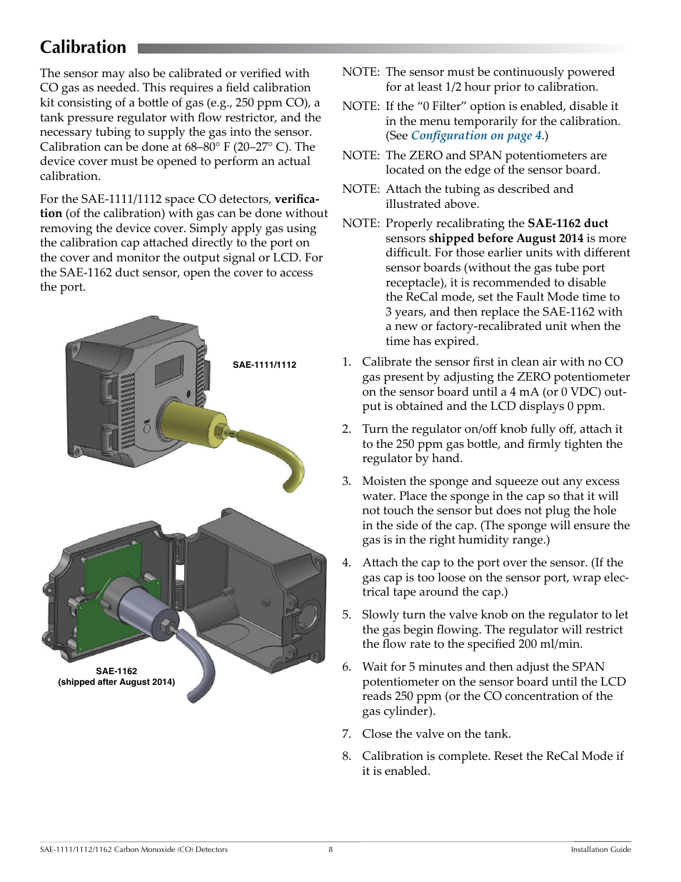 Calibration, Calibration 8 | KMC Controls SAE-1162 User Manual | Page 8 / 9