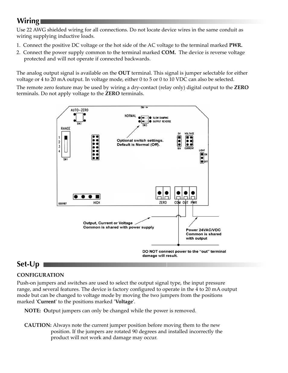 Wiring, Set-up | KMC Controls TPE-1483 Series(2004-2008) User Manual | Page 4 / 6