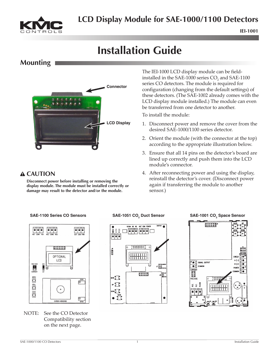 KMC Controls IEI-1001 User Manual | 2 pages