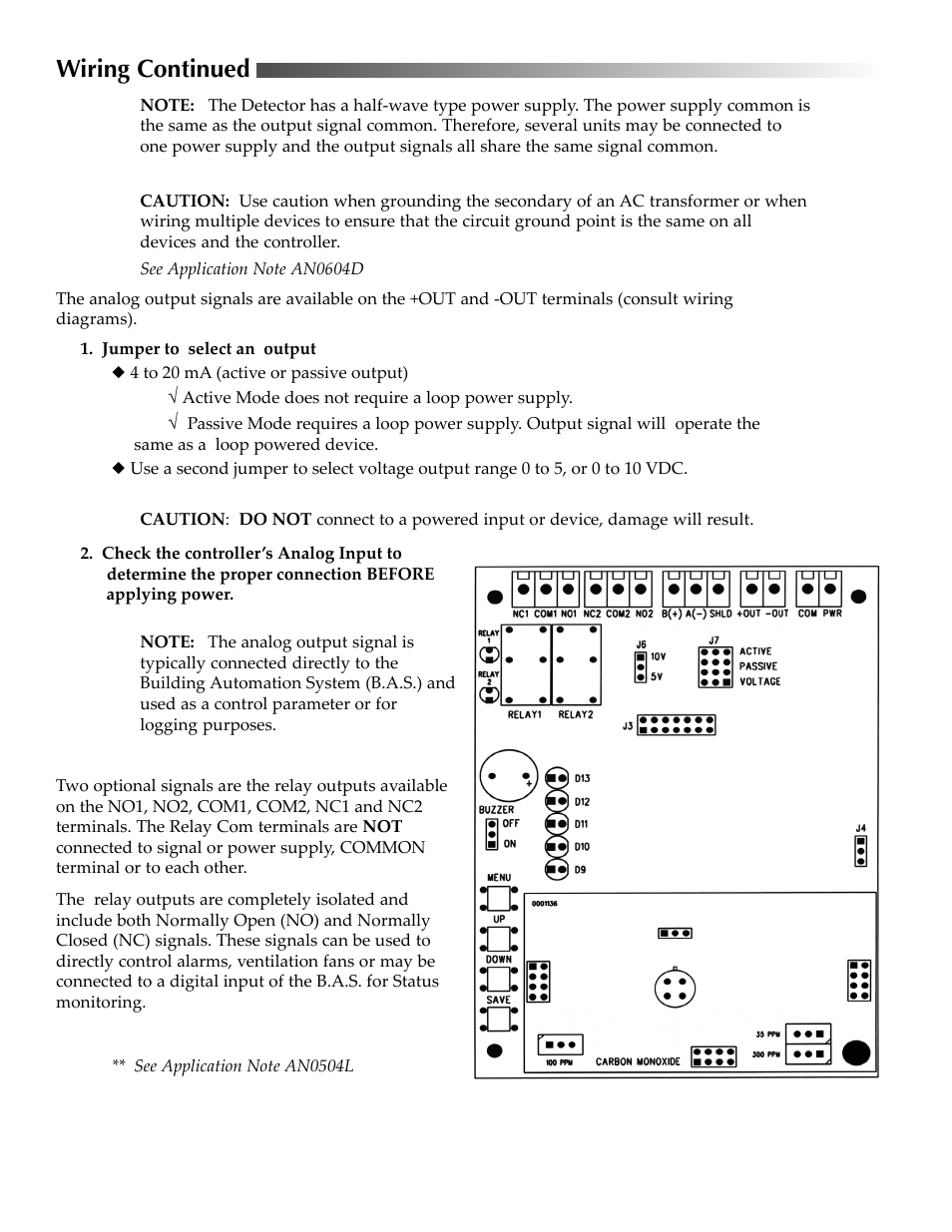 Wiring continued | KMC Controls SAE-1152(OLD Style Board w/ LEDs) User Manual | Page 2 / 8