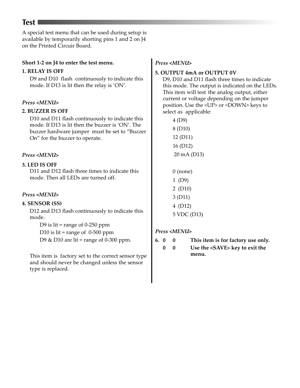 Test | KMC Controls SAE-1152(OLD Style Board w/ LEDs) User Manual | Page 7 / 8