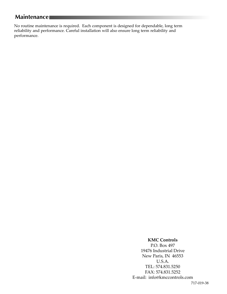 Maintenance | KMC Controls SAE-1152(OLD Style Board w/ LEDs) User Manual | Page 8 / 8