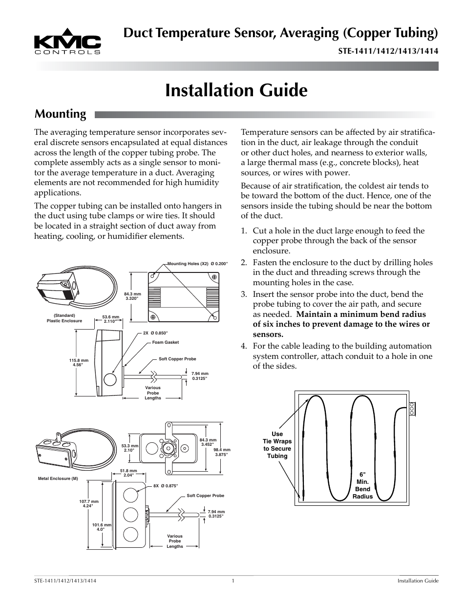 KMC Controls STE-1414 User Manual | 2 pages