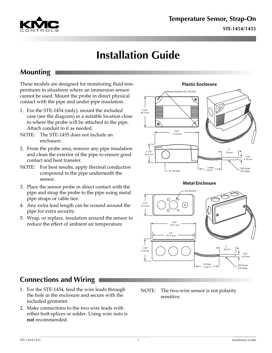 KMC Controls STE-1455 User Manual | 2 pages