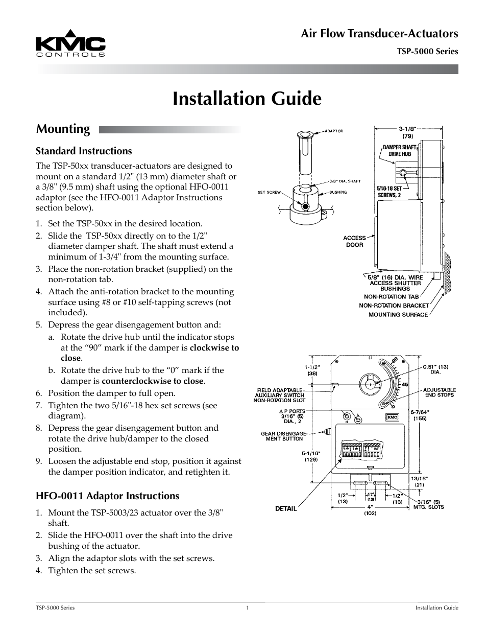 KMC Controls TSP-5000 Series User Manual | 4 pages